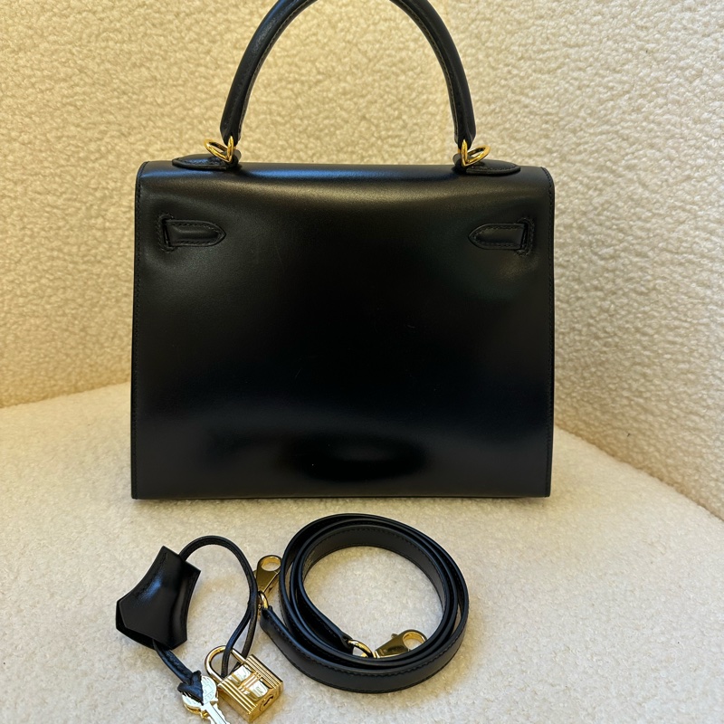 愛馬仕Hermes Kelly 25黑金Box皮，C刻。-11
