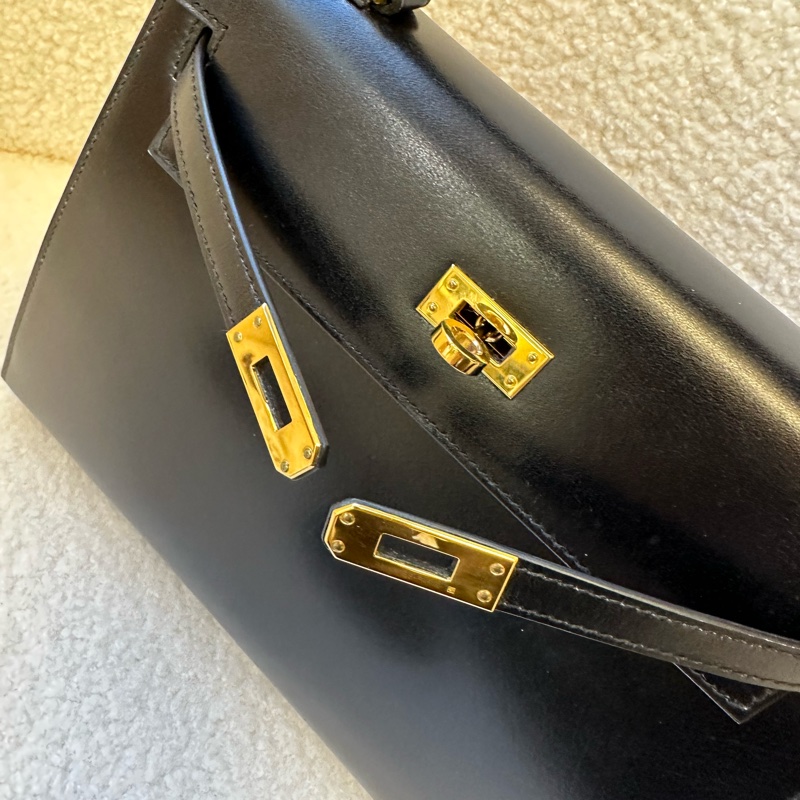 愛馬仕Hermes Kelly 25黑金Box皮，C刻。-12