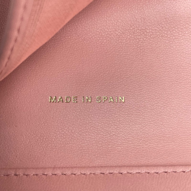 CHANEL粉色羊皮三折疊錢包錢夾卡夾卡包-13