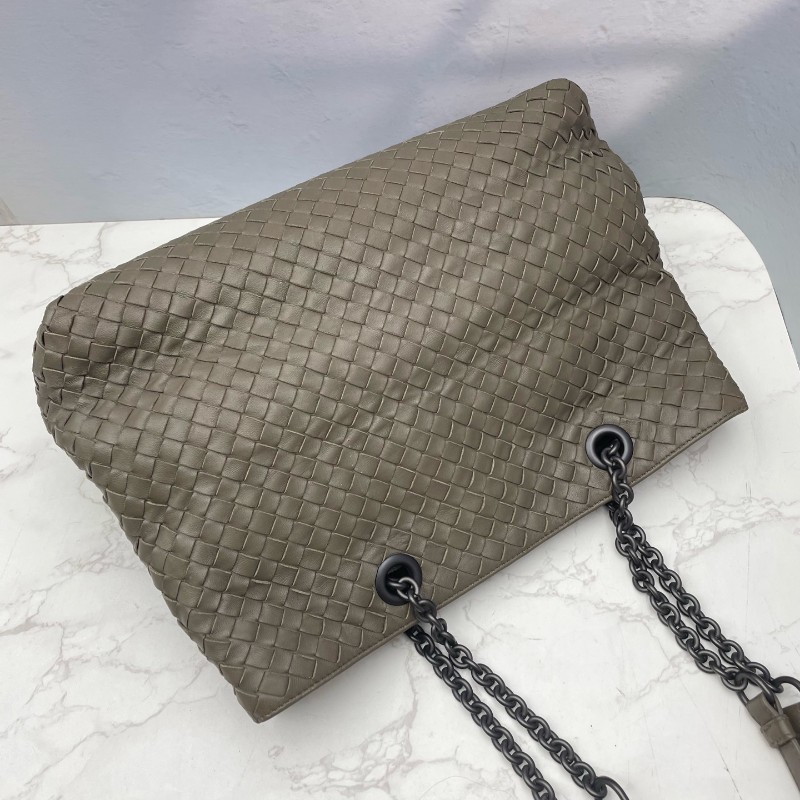 BV 棕色編織全皮鏈條 肩背包-5