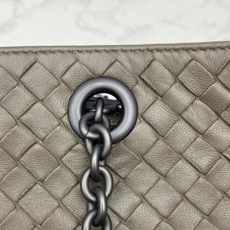 BV 棕色編織全皮鏈條 肩背包-9