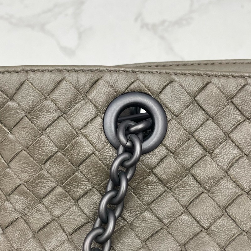 BV 棕色編織全皮鏈條 肩背包-14