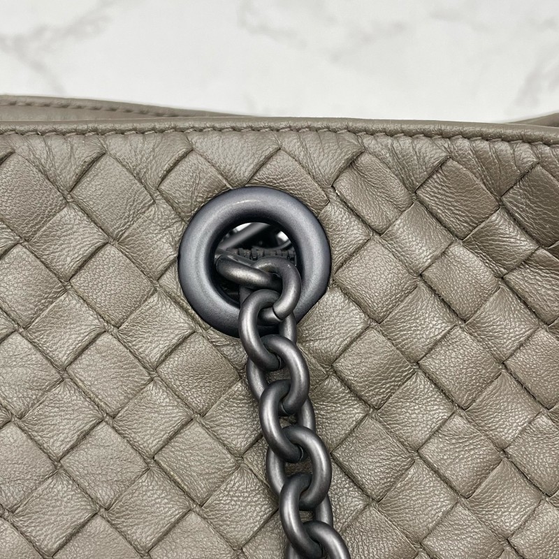 BV 棕色編織全皮鏈條 肩背包-15