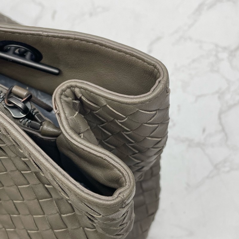 BV 棕色編織全皮鏈條 肩背包-21