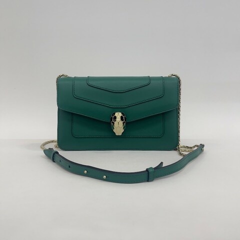 Bvlgari 綠色全皮蛇頭woc鏈條 斜背包肩背包