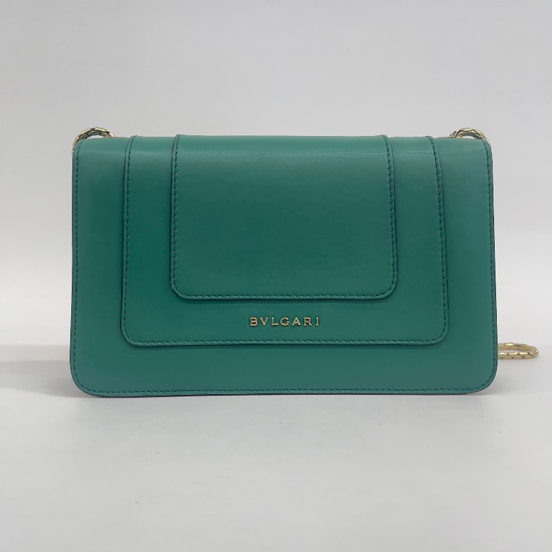 Bvlgari 綠色全皮蛇頭woc鏈條 斜背包肩背包-1