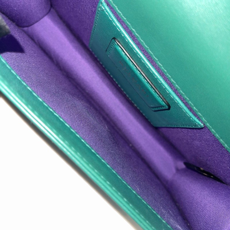 Bvlgari 綠色全皮蛇頭woc鏈條 斜背包肩背包-7