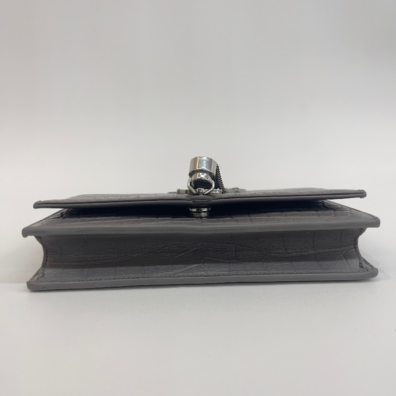 Saint laurent 流蘇kate灰銀霧面鱷魚壓紋19cm-6