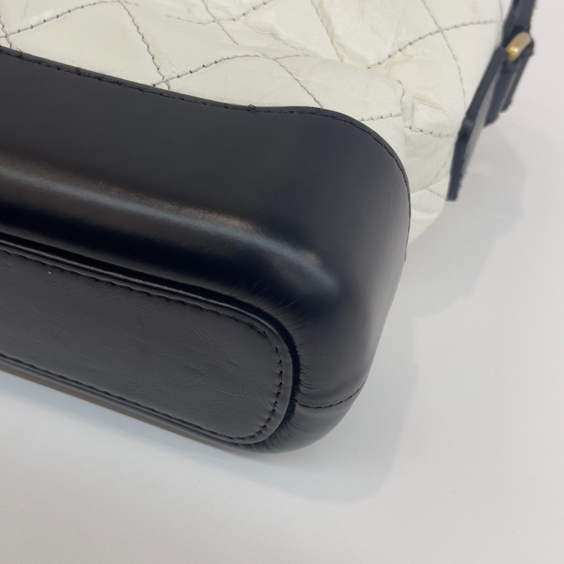 Chanel 黑白拼色牛皮小號流浪鏈條肩背包-10