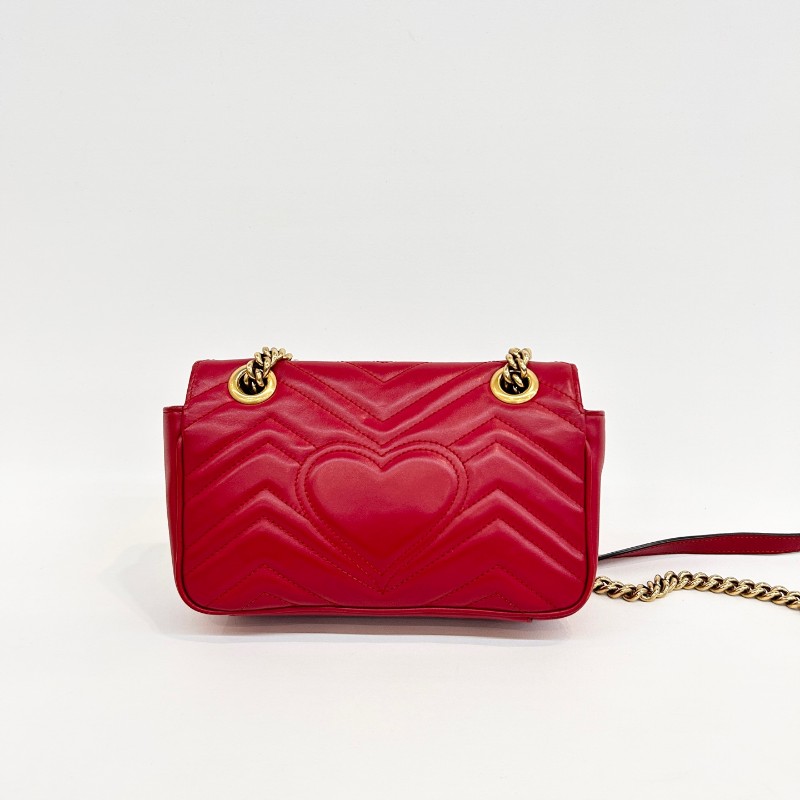 Gucci 紅色全皮馬蒙22 斜背包肩背包-1