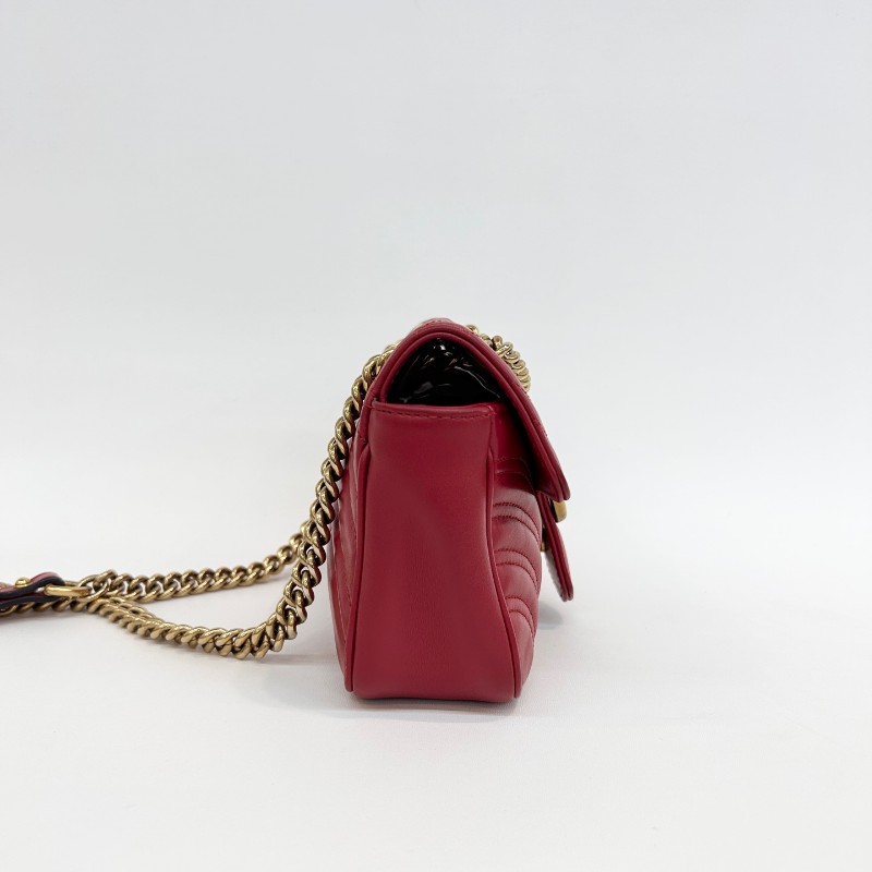Gucci 紅色全皮馬蒙22 斜背包肩背包-3