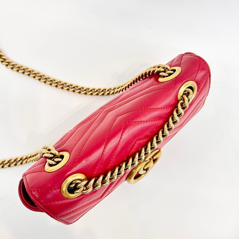 Gucci 紅色全皮馬蒙22 斜背包肩背包-4