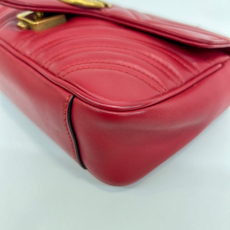 Gucci 紅色全皮馬蒙22 斜背包肩背包-10