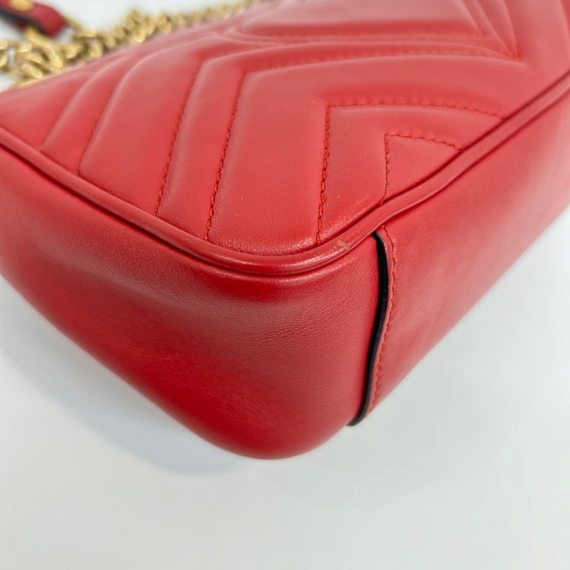 Gucci 紅色全皮馬蒙22 斜背包肩背包-11