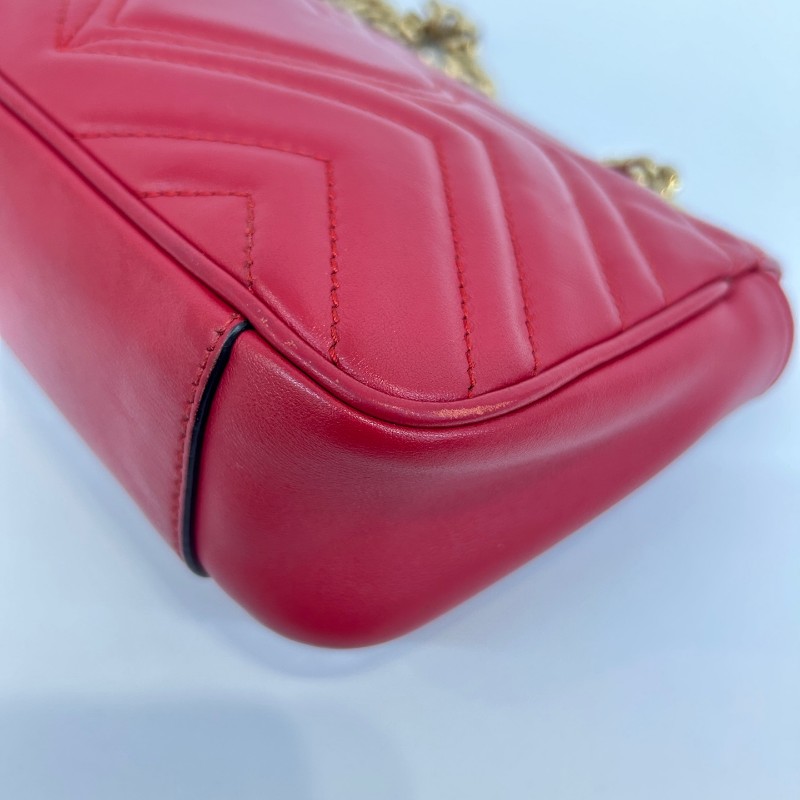 Gucci 紅色全皮馬蒙22 斜背包肩背包-12