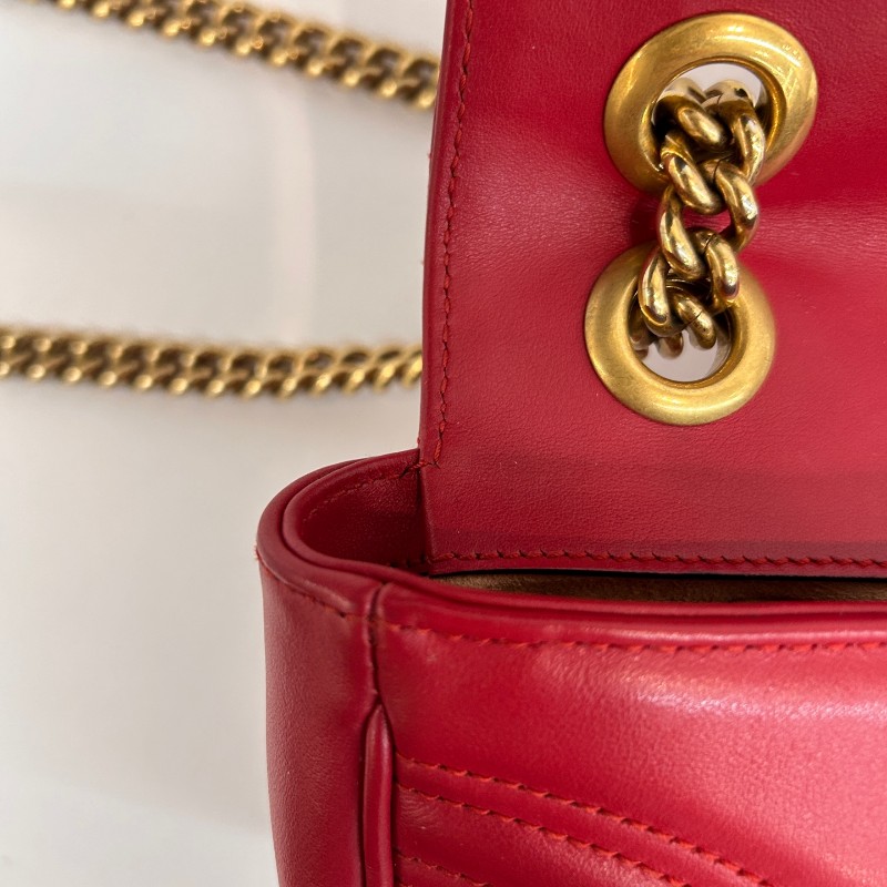 Gucci 紅色全皮馬蒙22 斜背包肩背包-13