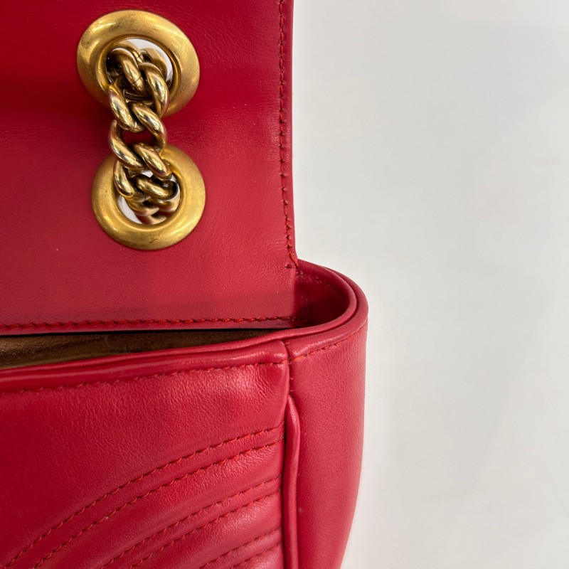 Gucci 紅色全皮馬蒙22 斜背包肩背包-14
