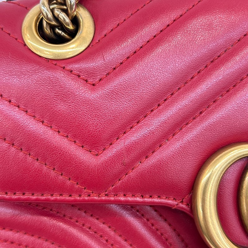 Gucci 紅色全皮馬蒙22 斜背包肩背包-17