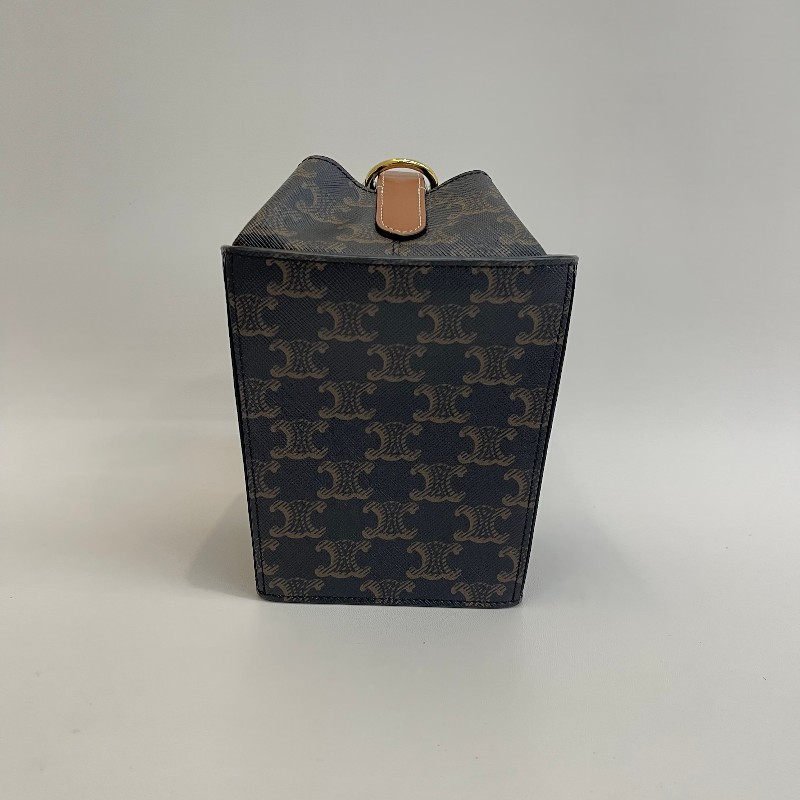 Celine 凱旋門牛皮老花手提盒子包-2