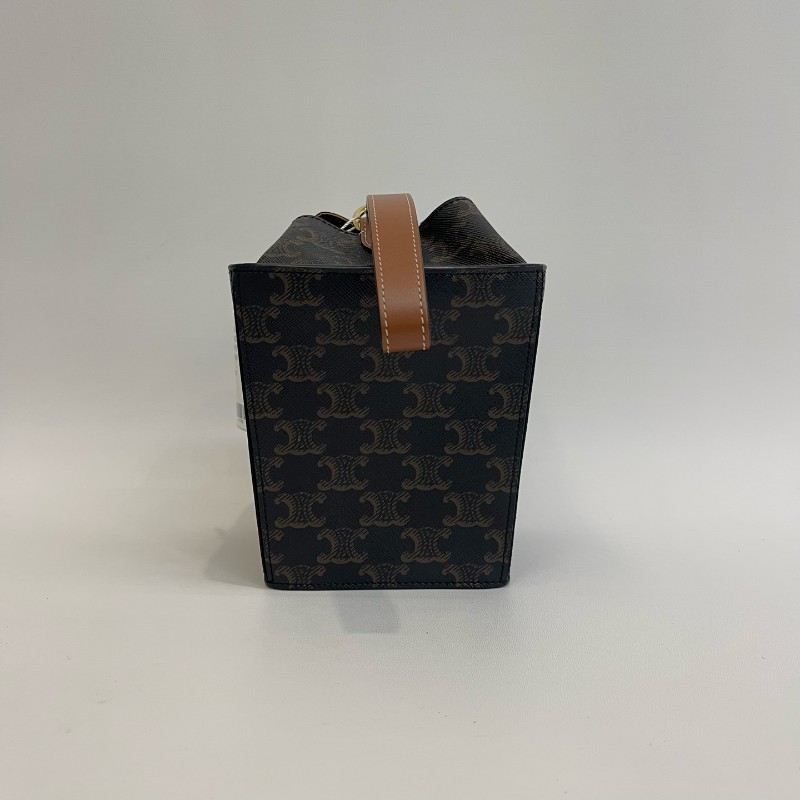 Celine 凱旋門牛皮老花手提盒子包-3