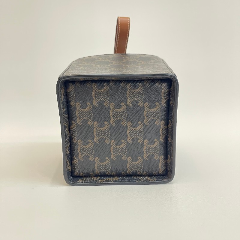 Celine 凱旋門牛皮老花手提盒子包-6