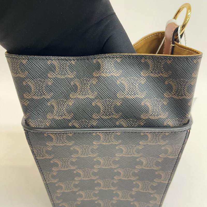 Celine 凱旋門牛皮老花手提盒子包-9