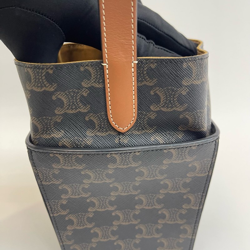 Celine 凱旋門牛皮老花手提盒子包-12