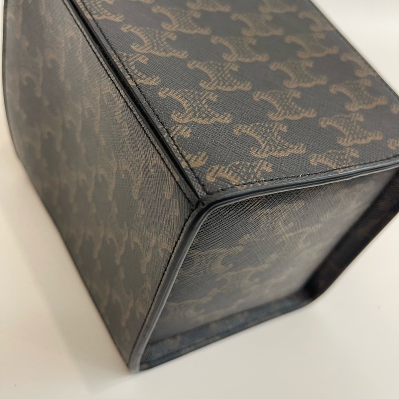 Celine 凱旋門牛皮老花手提盒子包-14