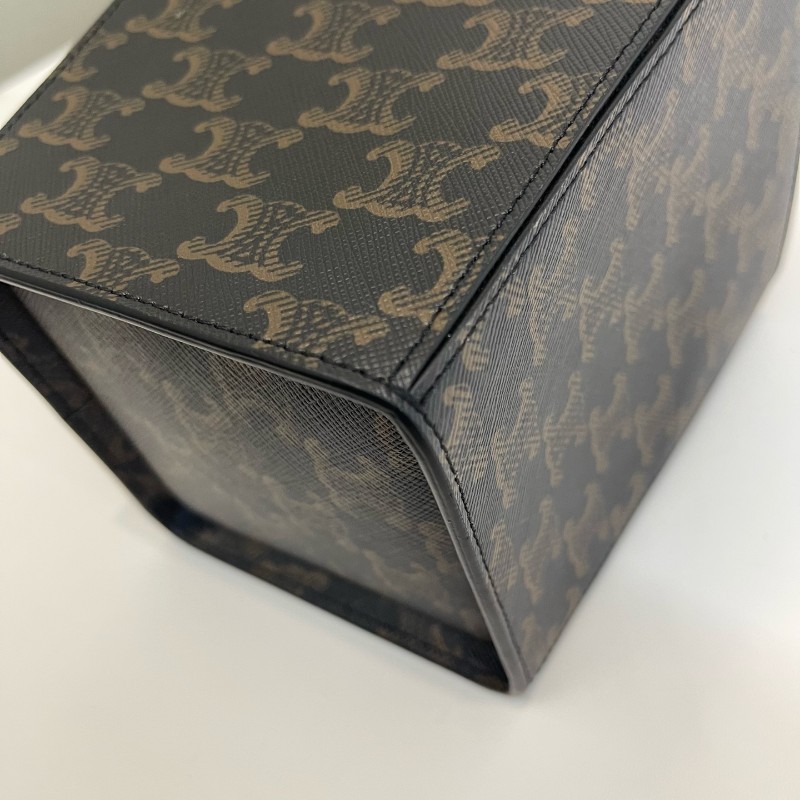 Celine 凱旋門牛皮老花手提盒子包-15