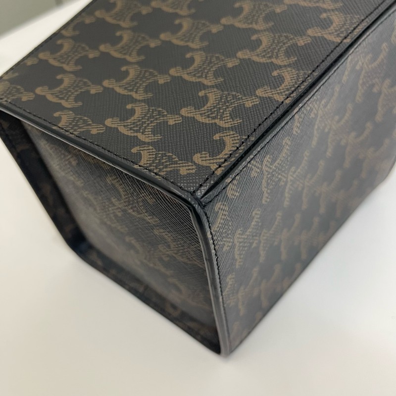 Celine 凱旋門牛皮老花手提盒子包-16