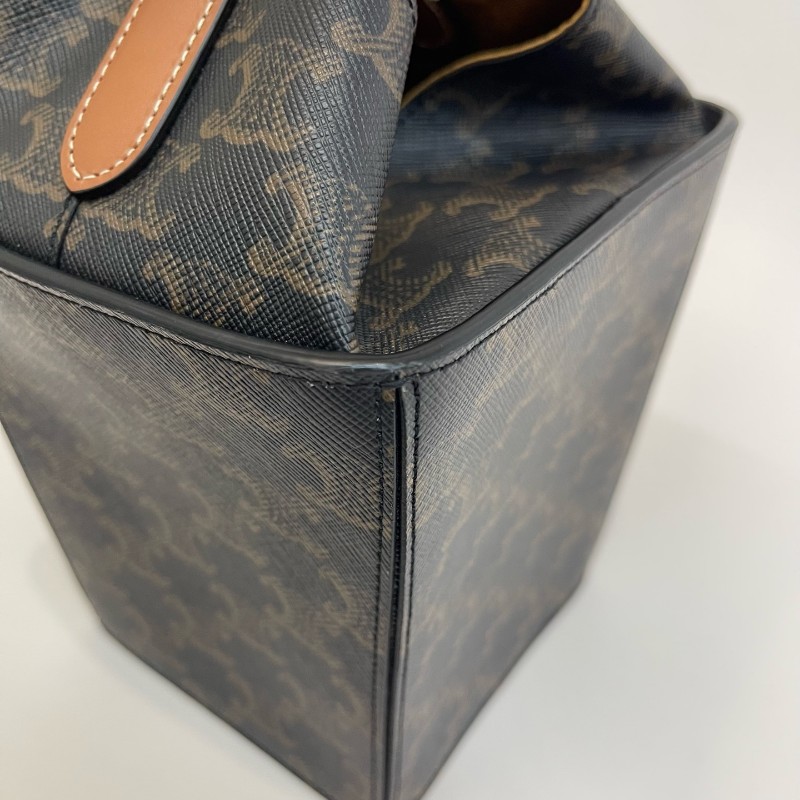 Celine 凱旋門牛皮老花手提盒子包-17