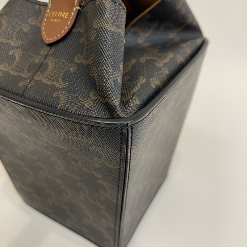 Celine 凱旋門牛皮老花手提盒子包-19