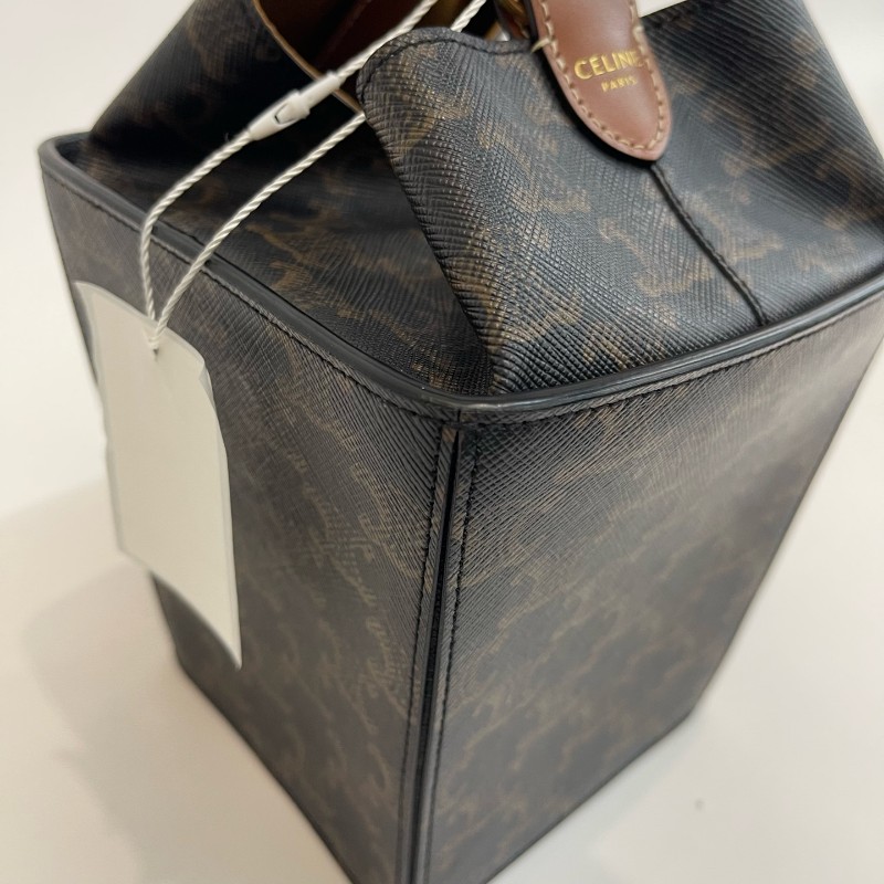 Celine 凱旋門牛皮老花手提盒子包-20