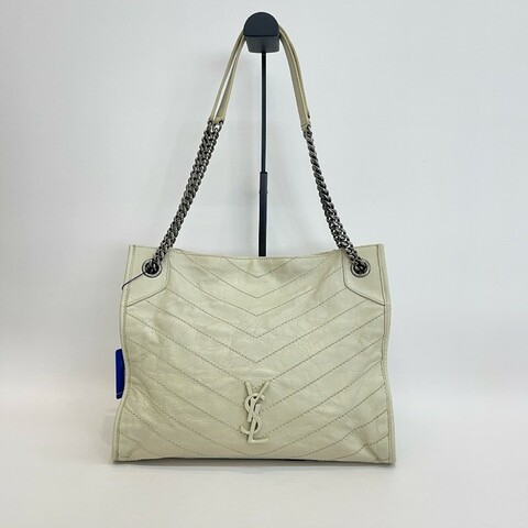 YSL 白銀長款shopping bag鏈條包 肩背包