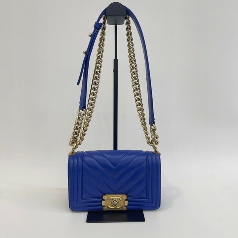 CHANEL 藍色V紋 leboy小號20cm