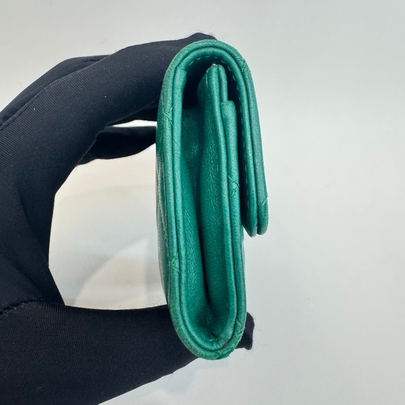 Chanel cf系列綠色小錢包卡包-2