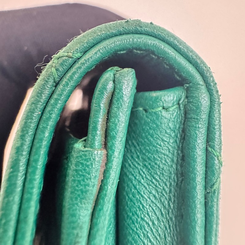 Chanel cf系列綠色小錢包卡包-9