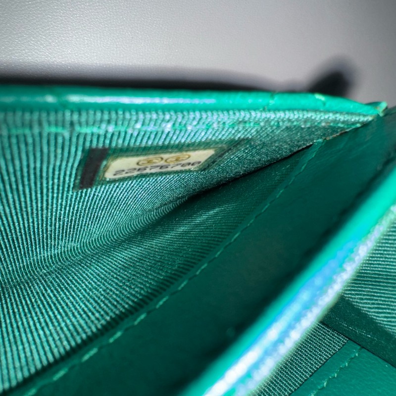 Chanel cf系列綠色小錢包卡包-13