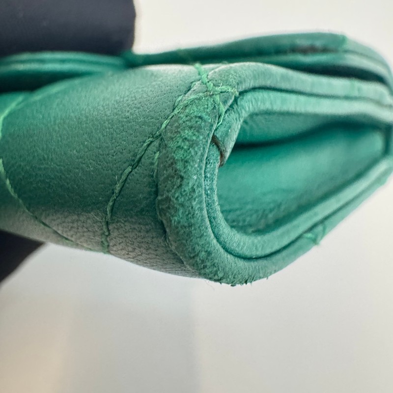 Chanel cf系列綠色小錢包卡包-16