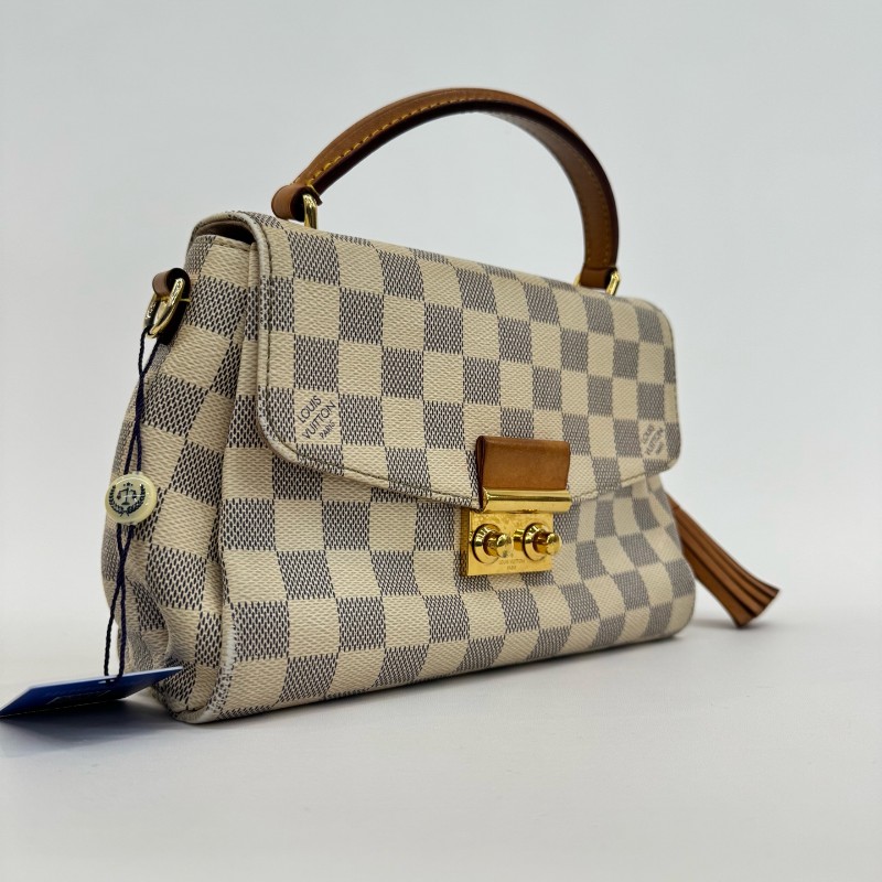 Vuitton 白色棋盤格郵差流蘇肩背包斜背包-2