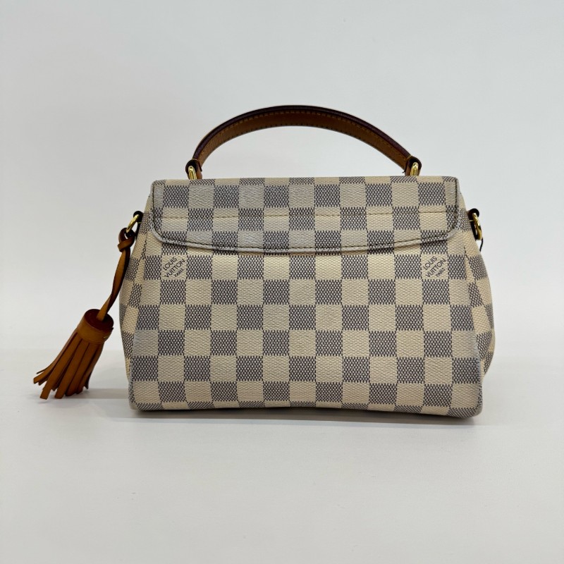 Vuitton 白色棋盤格郵差流蘇肩背包斜背包-3