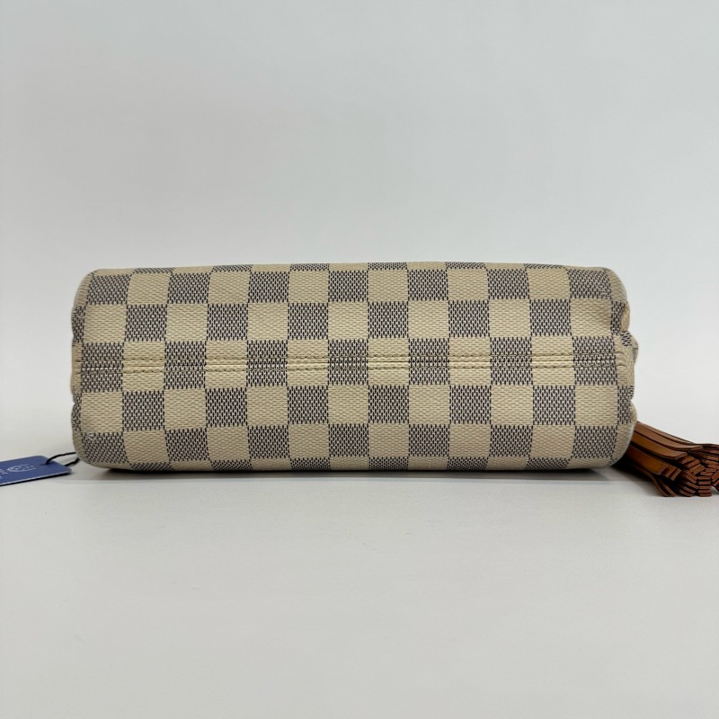 Vuitton 白色棋盤格郵差流蘇肩背包斜背包-4