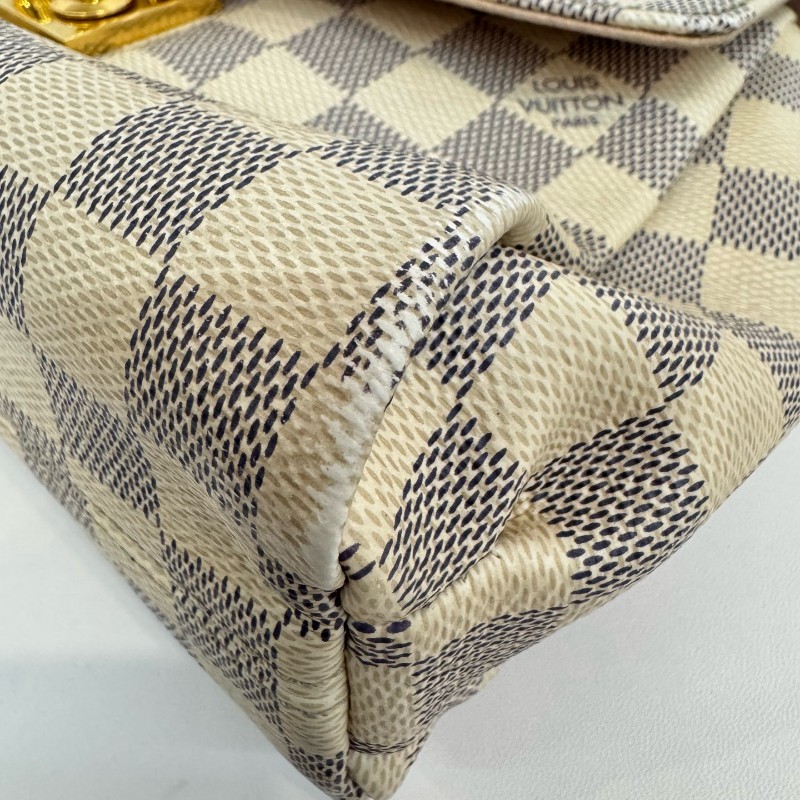 Vuitton 白色棋盤格郵差流蘇肩背包斜背包-13