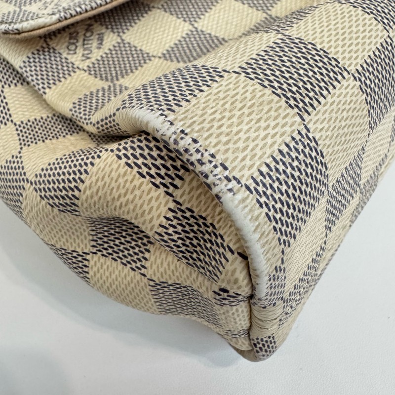 Vuitton 白色棋盤格郵差流蘇肩背包斜背包-14