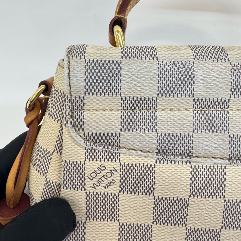 Vuitton 白色棋盤格郵差流蘇肩背包斜背包-17