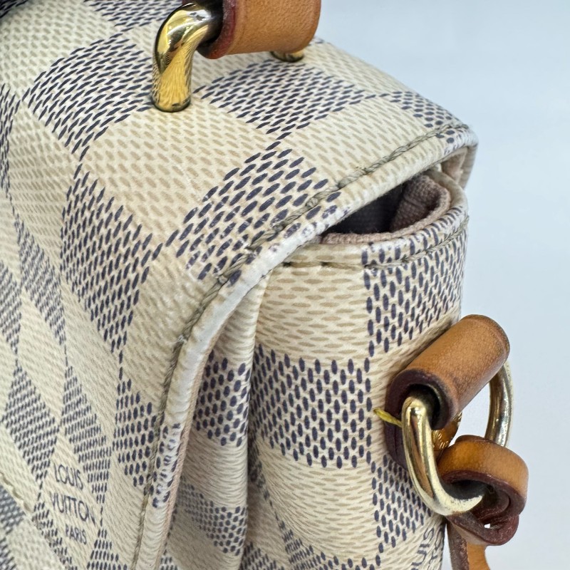 Vuitton 白色棋盤格郵差流蘇肩背包斜背包-19