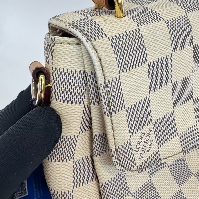 Vuitton 白色棋盤格郵差流蘇肩背包斜背包-20