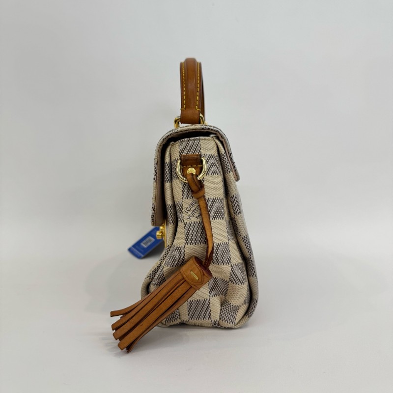 Vuitton 白色棋盤格郵差流蘇肩背包斜背包-21