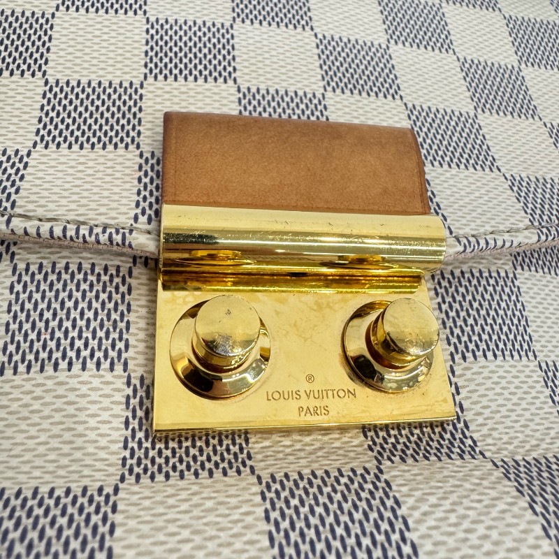 Vuitton 白色棋盤格郵差流蘇肩背包斜背包-24