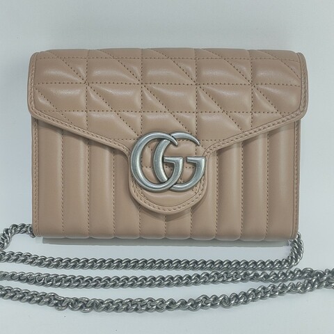 Gucci 馬蒙米色縫皮革迷你底長20cm